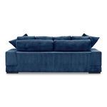 Back view of Plunge Sofa revealing smooth corduroy back and cushion arrangement