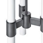 Close-up showing black metal central hub and glass pillar socket detail of Dixon Pendant