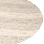 Angled close-up of rounded sandy grey cast concrete tabletop edge
