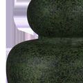 Close-up of moss green ceramic body showing detailed black splatter texture on double-gourd shape