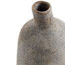 Close-up angled view of the narrow neck and textured surface of the stain grey/brown vase