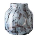 Brown and white smooth glass vase with rounded base and slightly tapered neck