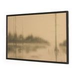 Reflection II painting angled view showing depth and dark textured wood frame details