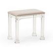 Clear acrylic Madison Bench with square legs and muslin-covered cushioned seat