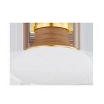 Pearl River semi flush mount ceiling light with matte cloud glass oblong shade, hand-wrapped rattan detail, aged brass canopy