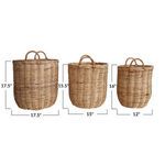 Product Image 5 for Clayton Hand-Woven Rattan Baskets w/ Handles, Natural, Set of 3 from Creative Co-Op