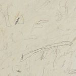 Detailed close-up of flowing pencil lines and textured cream surface in abstract painting Song Of The Leaves