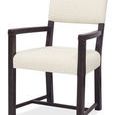 Driftwood chair shown from front-right angled view highlighting armrest and seat depth
