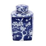 Product Image 2 for Blue & White Square Tea Jar Plum Motif from Legend of Asia