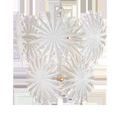 Bismarkia Medium Chandelier in white with oversized palm frond shapes radiating from center ring, with visible bulbs inside