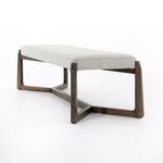 Roscoe Brunswick Pebble Bench angled view showing tapered ends of dark wood frame
