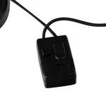 Close-up of black rectangular dimmer switch on fabric-covered power cord
