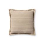 Ivory-striped 18x18 inch throw pillow with textured tonal stripes and flange edges