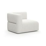 Luxurious ivory ribbed linen rhythmic LAF corner sectional with plush cushioning and metallic base