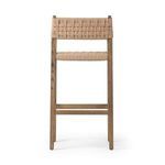 Back view of Hamlin Stool highlighting square frame and continuous woven back