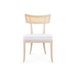 Marshall chair front view showing symmetrical cane back and cushioned seat with wood legs