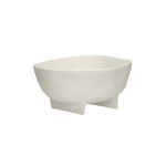 Medium-sized off-white aluminium bowl angled to show rounded shape and textured finish