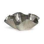 Large Pedicoat Metal Bowl with ruffled edges in a shiny silver finish and textured surface