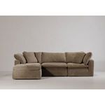 Terra sectional styled in neutral room environment front view with chaise on left