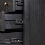 Detailed close-up of drawer slide mechanism and side view of partially opened drawers