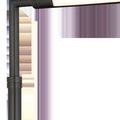 Close-up of the swiveling arm joint and slim tubular LED light shade