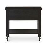 Back view of Katherine nightstand with solid wood panel and open shelf