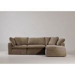 Terra sectional styled in neutral room environment front view with chaise on right