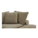 Close-up of corner where chaise meets seat with visible cushion texture and stitching