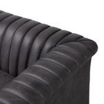 Dark gray leather seat cushion with subtle natural creases and texture visible