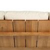 Close-up of vertical teak wood slats on the sofa’s rear panel