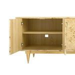Open cabinet with two shelves inside and central cable management hole on back panel