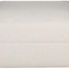 Square modular sectional ottoman in ivory fabric with clean lines and smooth upholstery