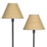 Two woven rattan shades side by side showing size difference and texture variation