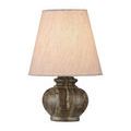 Front view showing unique veining and shape of the pistachio green marble lamp base.
