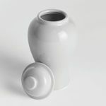 Lidded ginger jar with lid removed placed beside jar to show open mouth and interior