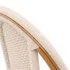 Close-up of chair’s top backrest showing detailed rope wrapping on rounded rattan frame
