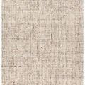 Hand-woven area rug with chunky knit weave and tweed-inspired texture in tan, cream, gray, and black