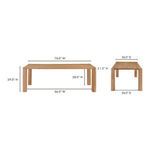 Diagram with dimensions of Post dining table highlighting width, depth, and height measurements
