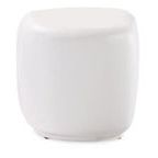 White Pebble End Table shown from smooth rounded side angle with slight shadow