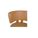 Close-up of top-grain brown leather backrest showing smooth texture and rounded edges