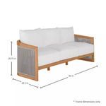 Avalon Teak Sofa side view showing curved arm with tightly braided rope detail in light gray