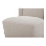 Detail of plush seat cushion showing fine stitching and fabric texture on rolling dining chair