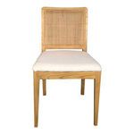 Front close-up view of single Orville dining chair showing clean lines of wood frame and cushion