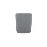 Back view of Sandy Rolling Dining Chair showing full gray fabric coverage and rounded rectangular backrest