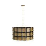 Full opposite side view of chandelier emphasizing mixed-metal effect and silhouette