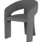 Anise Dining Chair in shale grey polyester with curved backrest and armrest, thick padded seat and legs