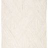 Ivory natural fiber rug with distinct diagonal weave pattern framed in natural jute edging