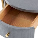 Open drawer showing natural oak veneer interior in Bodrum side table