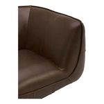 Close-up showing smooth leather texture on dark brown sectional seat and back cushions