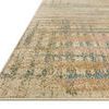 Close-up angled view showing low pile texture and edge binding of Bowery beige rug